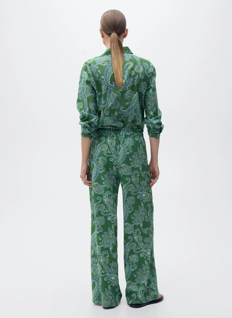 مانجو بنطلون كتان كاجوال بنقشة بيزلي